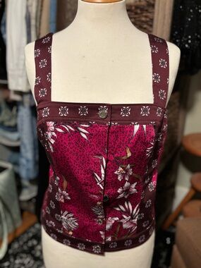 White House Black Market Vintage Y2K Square Neck Button up Top size 14.